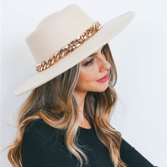 Chain Detailed Fall Winter Hat - ivory ( more colors available ) main image 6